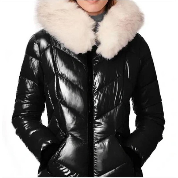 Bernardo Jackets & Blazers - Bernardo Cire Quilted Hooded Parka with Faux Fur Small New